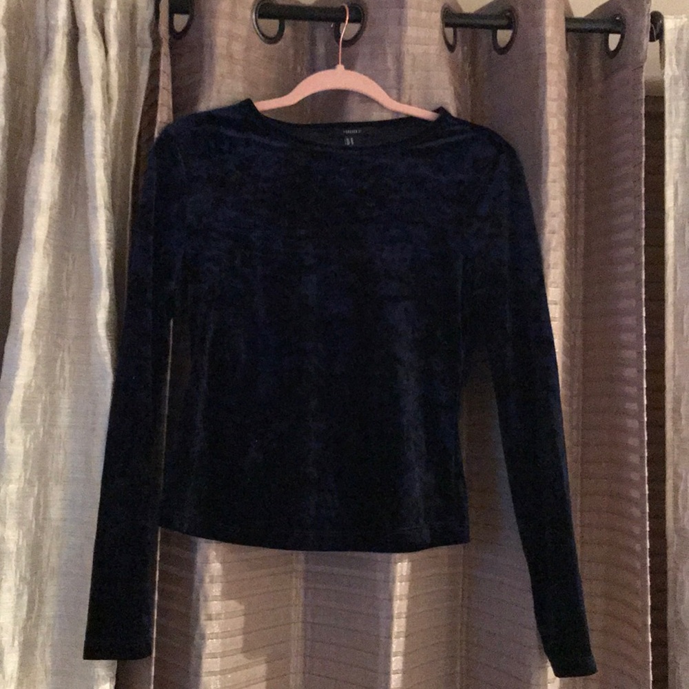 Navy blue velvet long sleeve